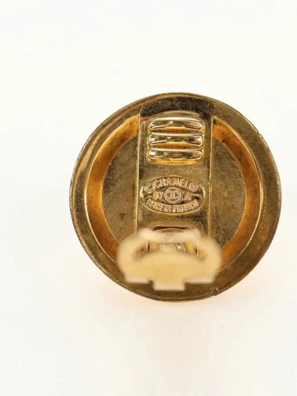 CHANEL Earring metal Gold CC Auth 185854M